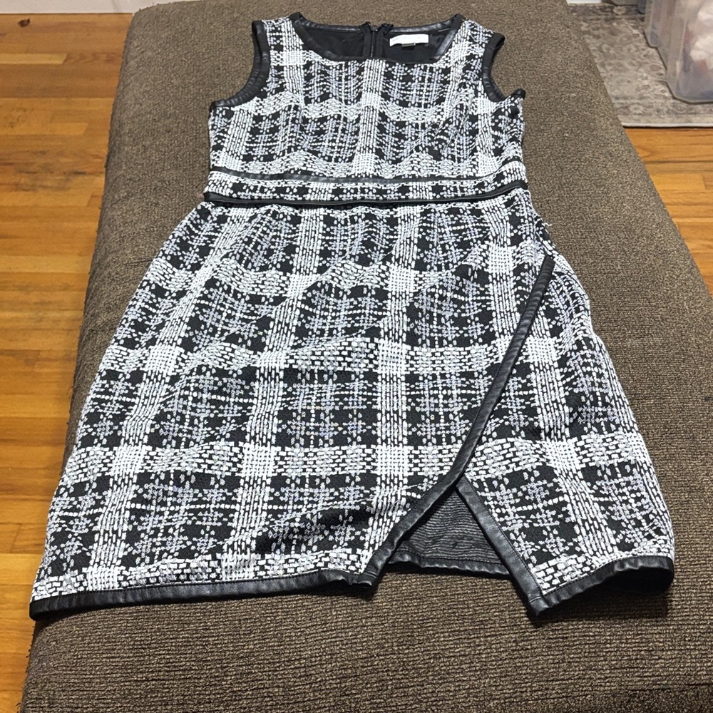 New York & Company Black and White Asymmetrical Dress